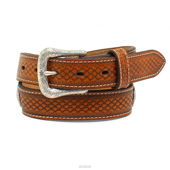 Ariat Beaded Tooled Belt Kids D0X64168 Brown Accessories