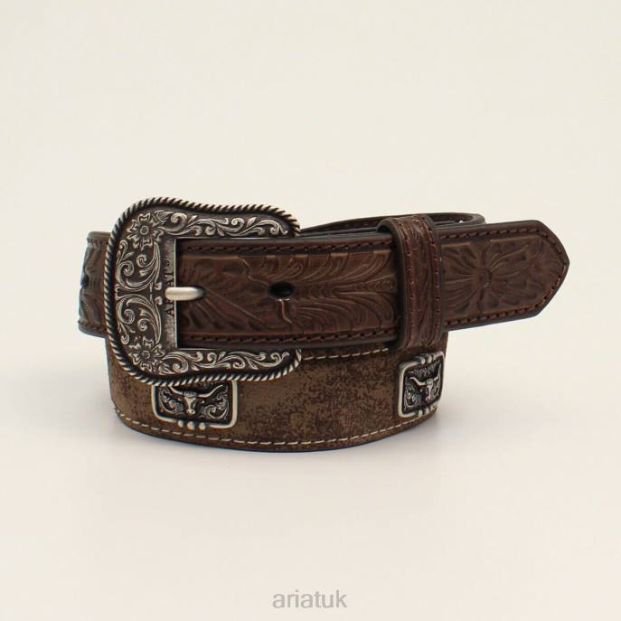 Ariat Longhorn medallion belt Kids D0X64158 Brown Accessories
