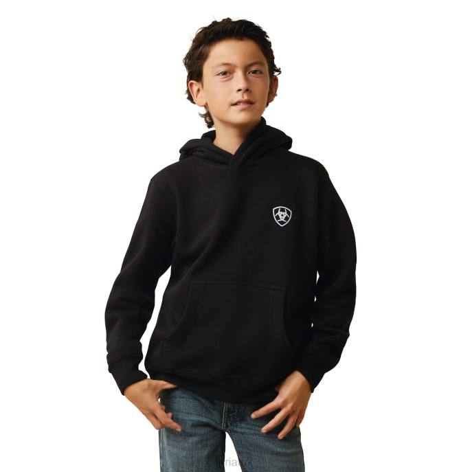 Ariat Americana Block Hoodie Kids D0X64103 Black Clothing