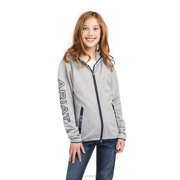 Ariat Byron Full Zip Hoodie Kids D0X64118 Heather Grey Clothing
