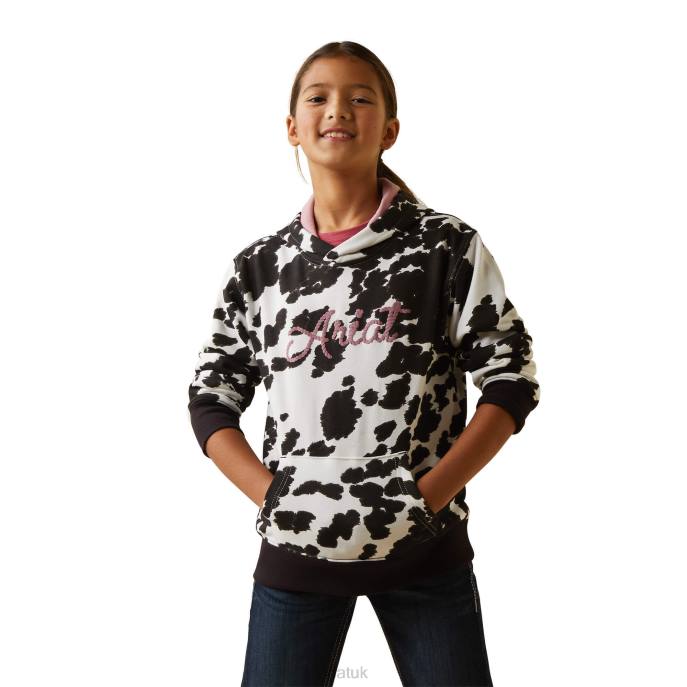 Ariat Cowhide Hoodie Hoodie Kids D0X64108 Holstein Clothing