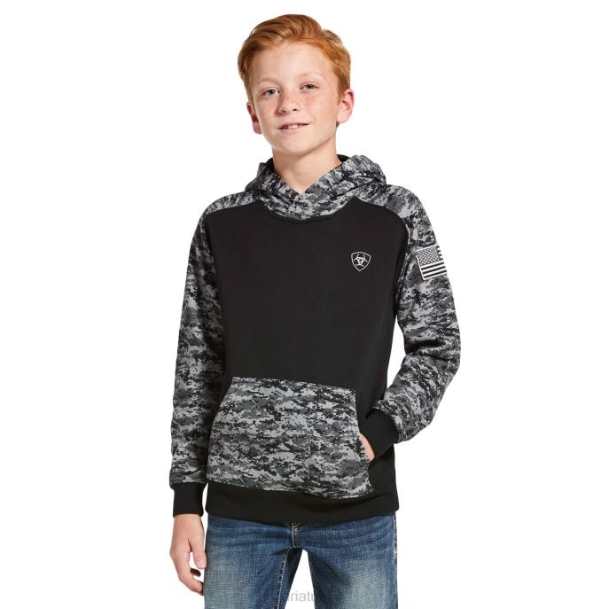 Ariat Patriot Hoodie Kids D0X64105 Black Digi Camo Clothing