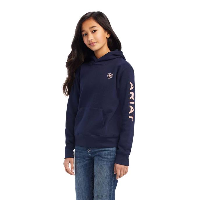Ariat REAL Arm Logo Hoodie Kids D0X64109 Navy Eclipse Clothing