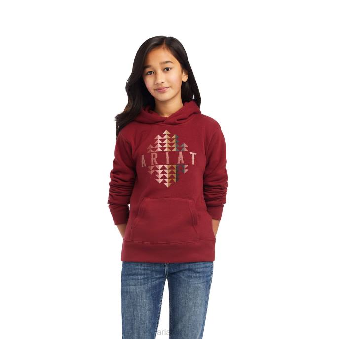 Ariat REAL Beartooth Hoodie Kids D0X64112 Rouge Red Clothing
