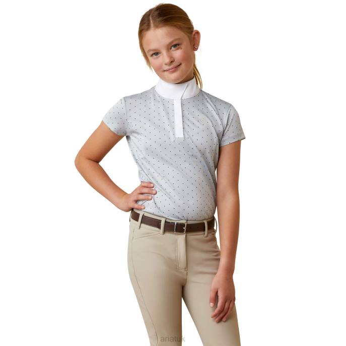 Ariat Aptos Show Shirt Kids D0X64040 Pearl Grey Dot Clothing