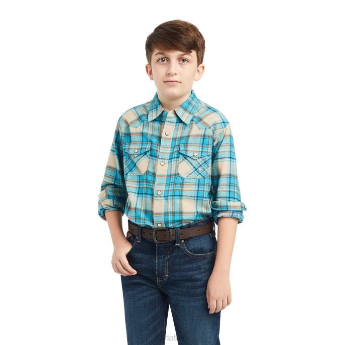 Ariat Handley Retro Fit Shirt Kids D0X64087 Sylvan Teal Clothing