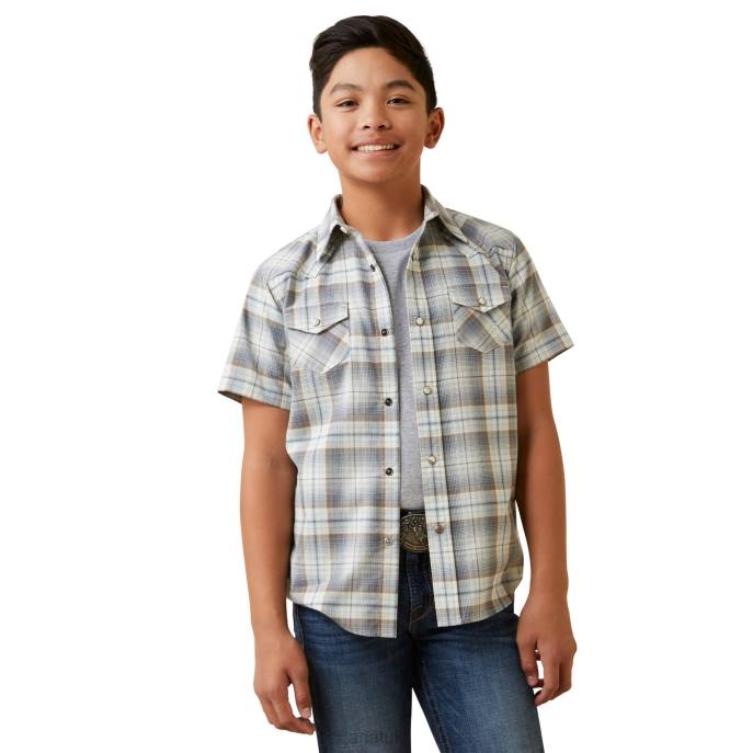 Ariat Hargo Retro Fit Shirt Kids D0X64102 White Asparagus Clothing