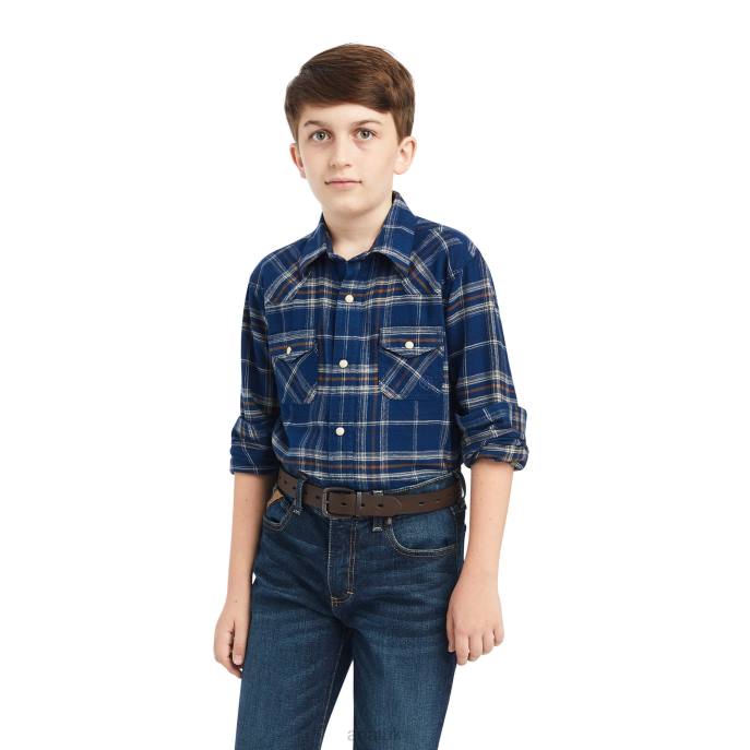 Ariat Holcombe Retro Fit Shirt Kids D0X64091 Estate Blue Clothing