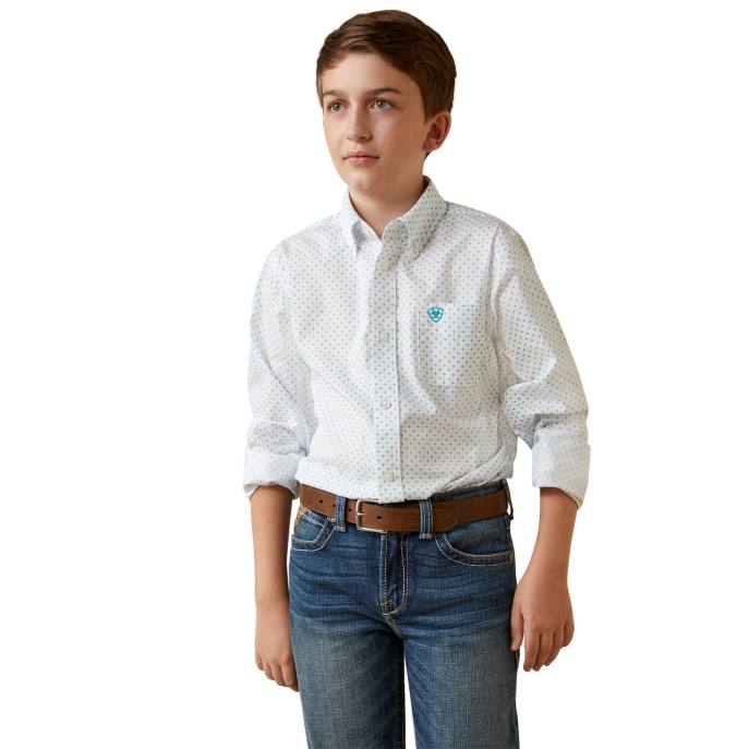Ariat Kaine Classic Fit Shirt Kids D0X64083 White Clothing
