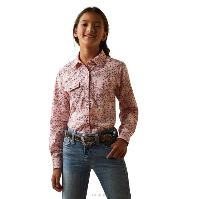 Ariat Paisley Shirt Kids D0X64081 Coral Blush Paisley Print Clothing
