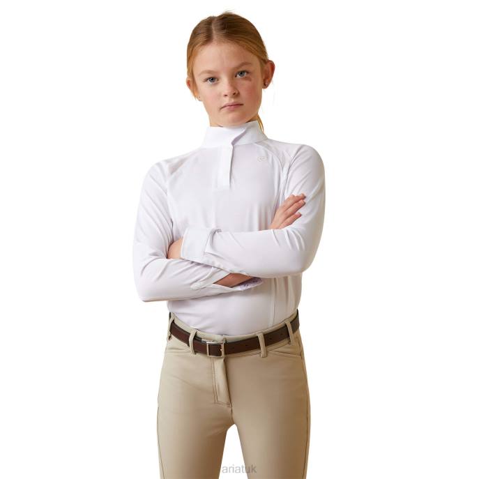 Ariat Sunstopper Pro 2.0 Show Shirt Kids D0X64043 White Clothing