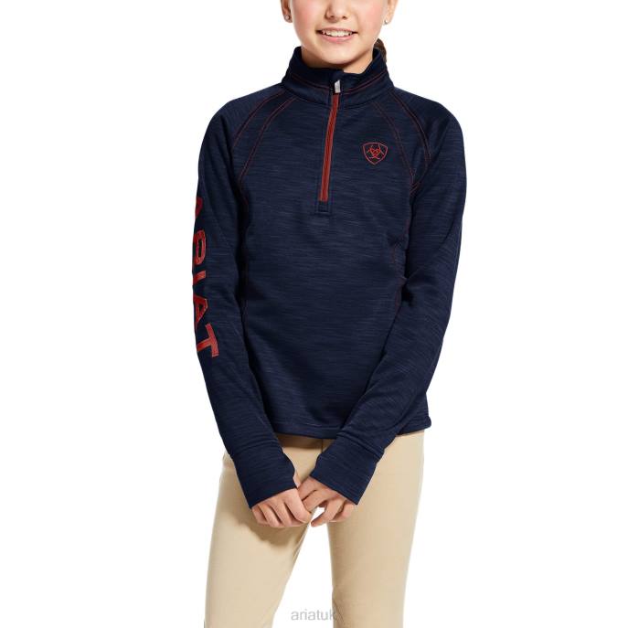 Ariat TEK Team 1/2 Zip Sweatshirt Kids D0X64115 Navy Heather Clothing