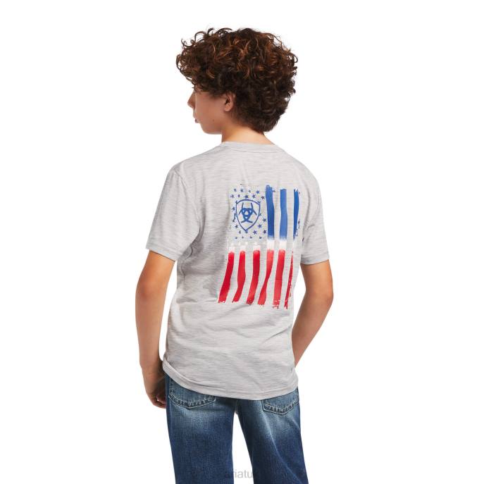 Ariat Charger Patriotic Tee Kids D0X64002 Echo Gray Clothing