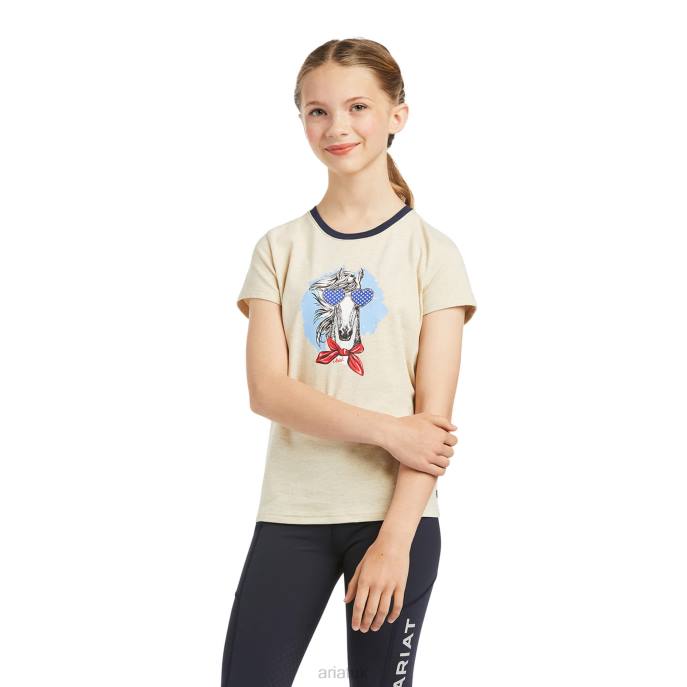 Ariat Fabulous T-Shirt Kids D0X64047 Oatmeal Heather Clothing