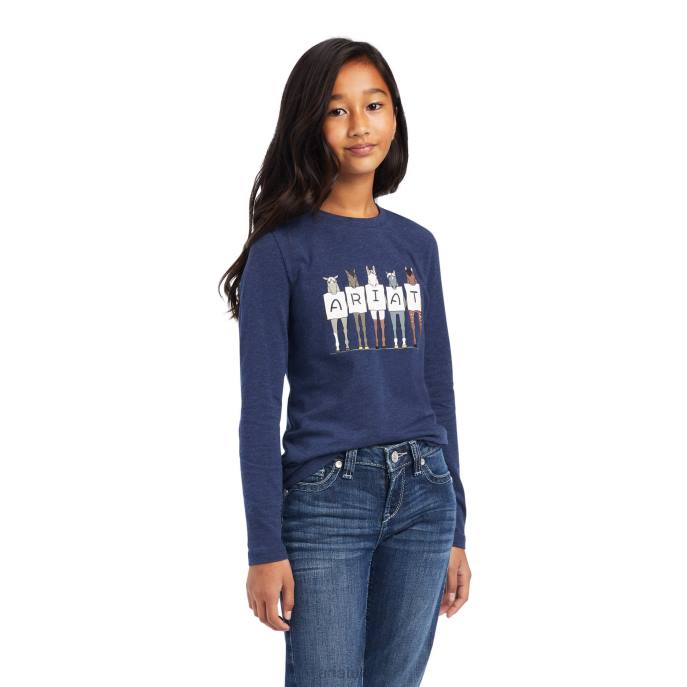Ariat Fan Club T-Shirt Kids D0X64033 Navy Heather Clothing