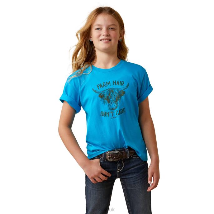Ariat Farm Hair SS Tee Kids D0X63999 Turquoise Clothing