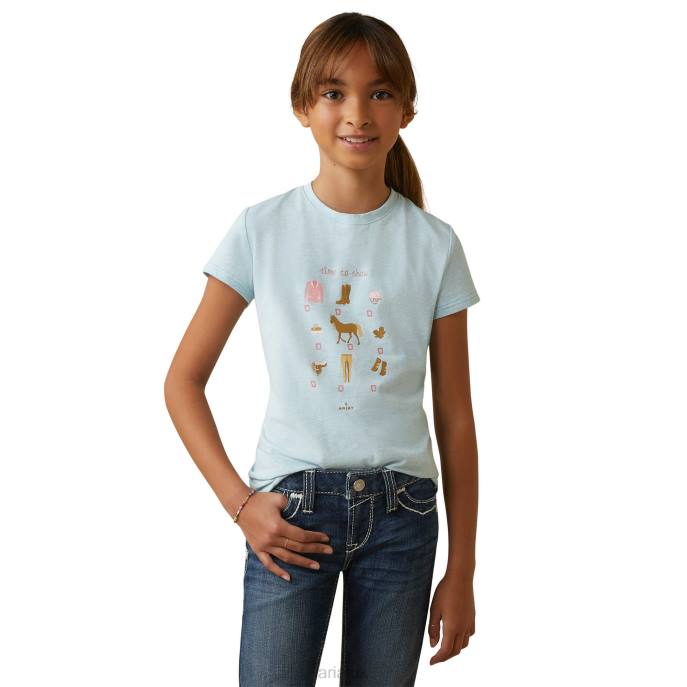 Ariat Time to Show T-Shirt Kids D0X64022 Heather Mosaic Blue Clothing