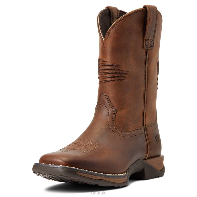 Ariat Anthem Patriot Western Boot Kids D0X63830 Distressed Brown Footwear