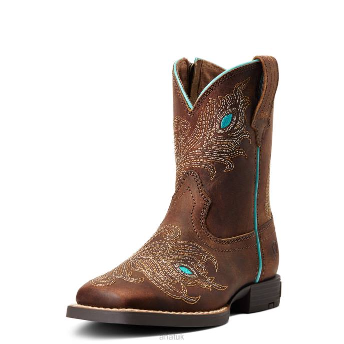 Ariat Bright Eyes II Western Boot Kids D0X63943 Hat Box Brown Footwear