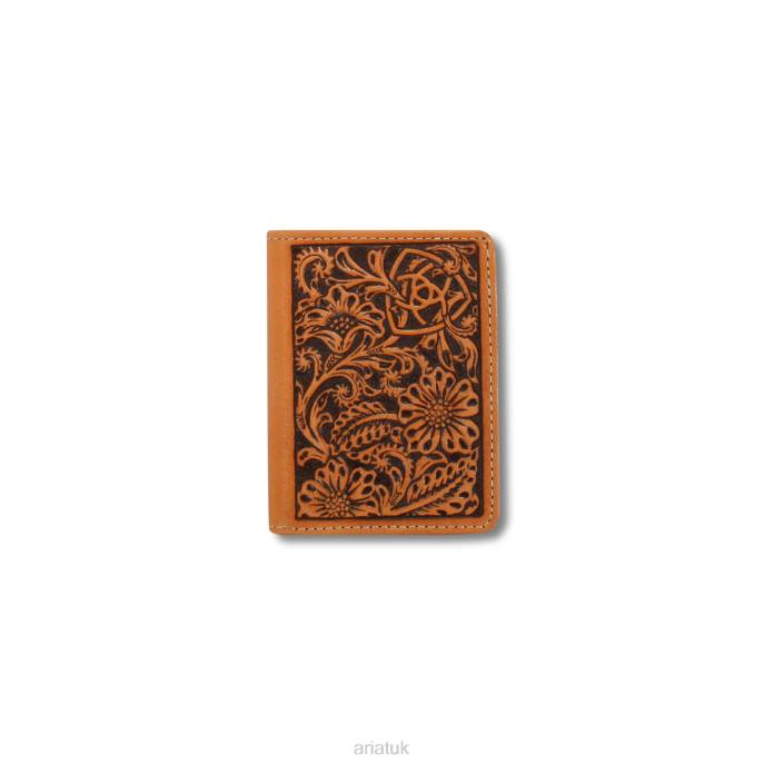 Ariat Floral embossed bifold wallet Men D0X61816 Tan Accessories