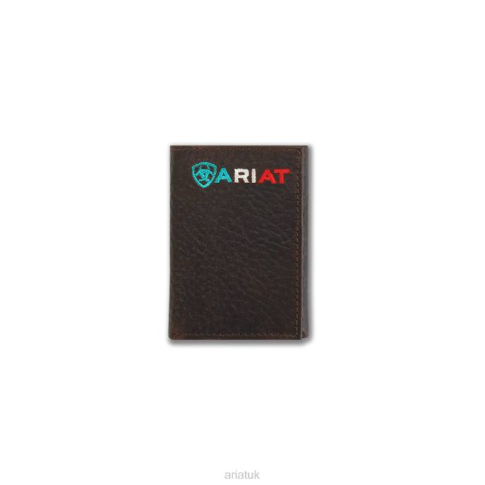 Ariat Mexico logo trifold wallet Men D0X61791 Brown Accessories