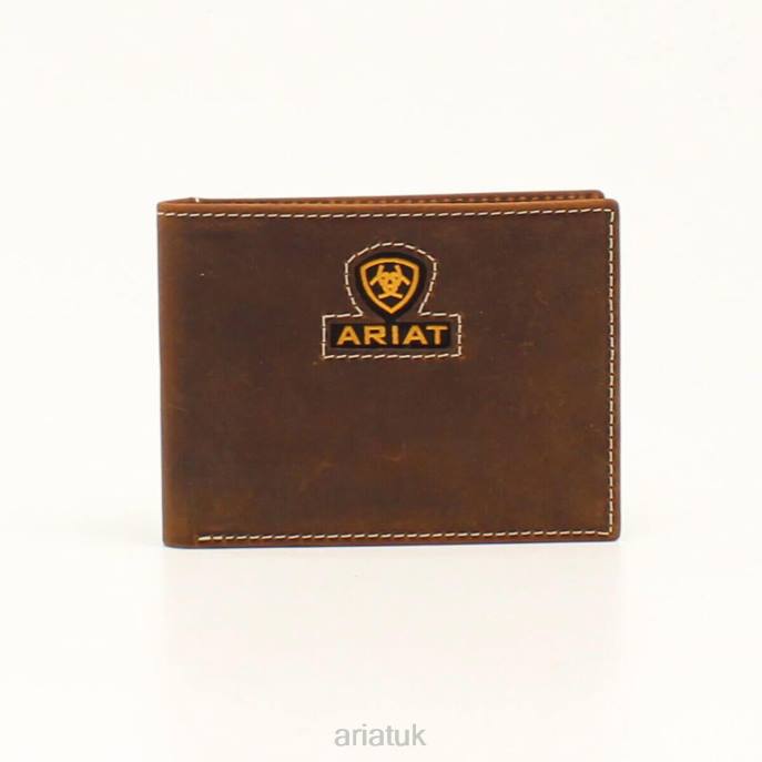 Ariat Yellow logo bifold wallet Men D0X61815 Brown Accessories