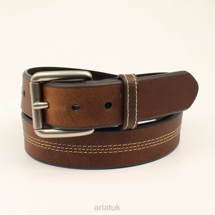 Ariat Center triple stitch belt Men D0X61835 Brown Accessories