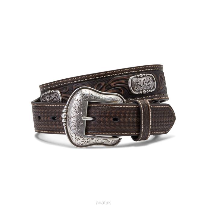 Ariat Filigree Concho Belt Men D0X61865 Brown Accessories