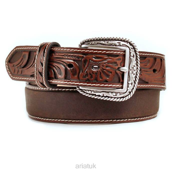 Ariat Floral embossed ends belt Men D0X61872 Tan Accessories