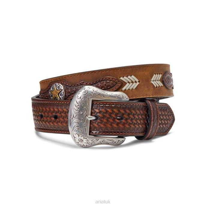 Ariat Gold Star Medallion Belt Men D0X61864 Tan Accessories