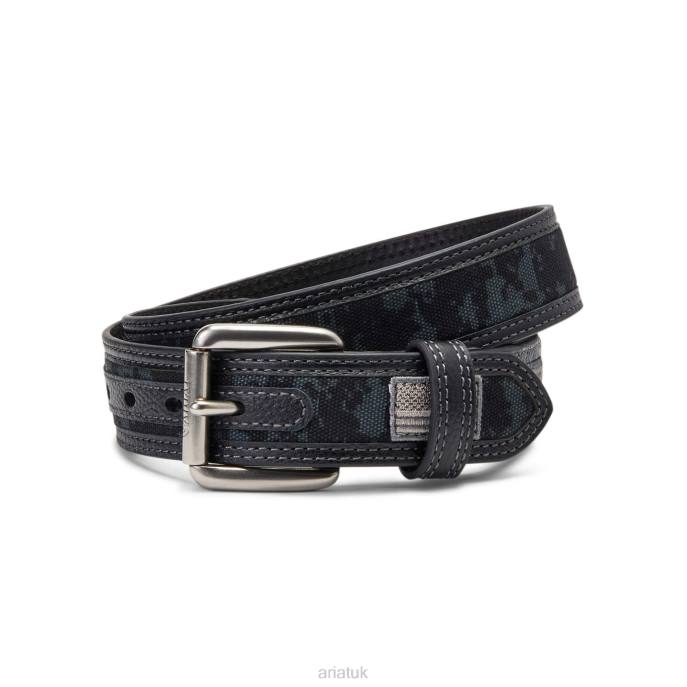 Ariat Patriot Camo Flag Patch Belt Men D0X61850 Black Accessories