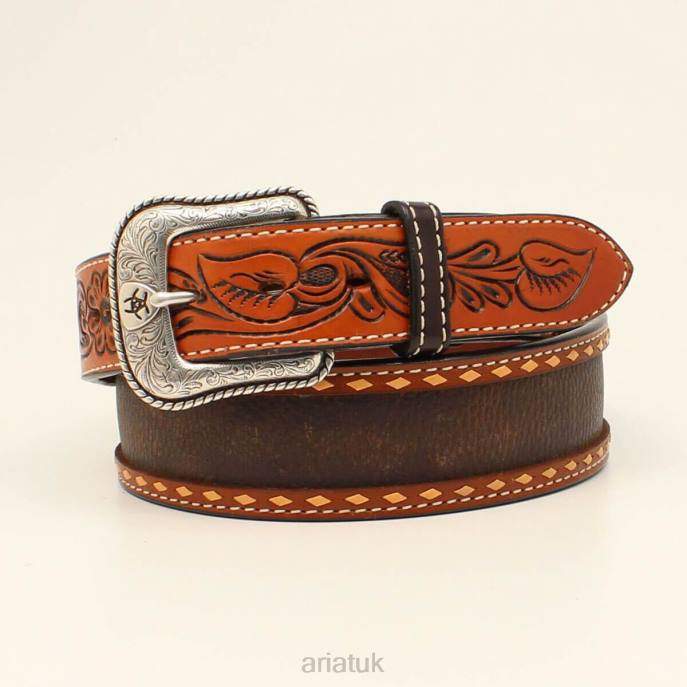 Ariat White stitch trim belt Men D0X61851 Brown Accessories