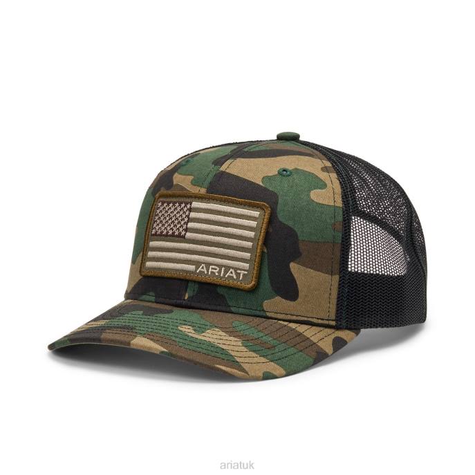 Ariat Flag Patch Cap Men D0X61893 Camo Accessories