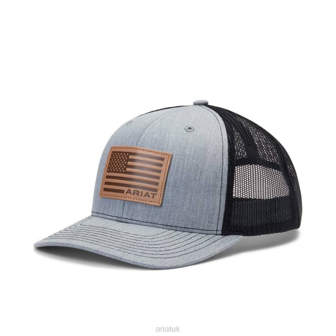 Ariat Flag Patch Cap Men D0X61897 Grey/Brown Accessories