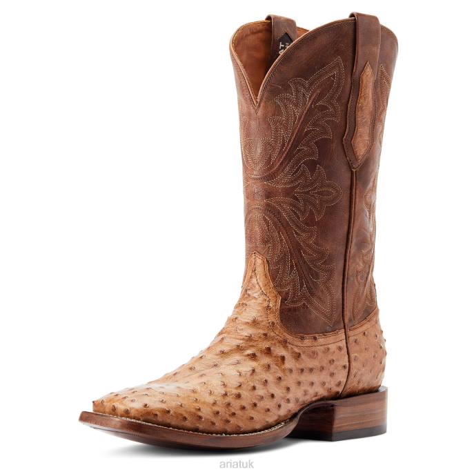 Ariat Bassett Men D0X6111 Buckskin Full Quill Ostrich Footwear