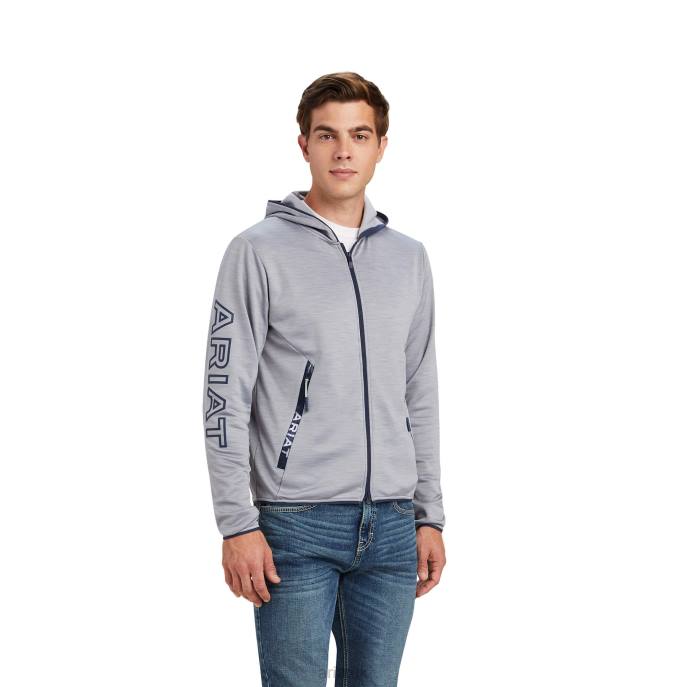 Ariat Byron Full Zip Hoodie Men D0X61509 Heather Grey Tops