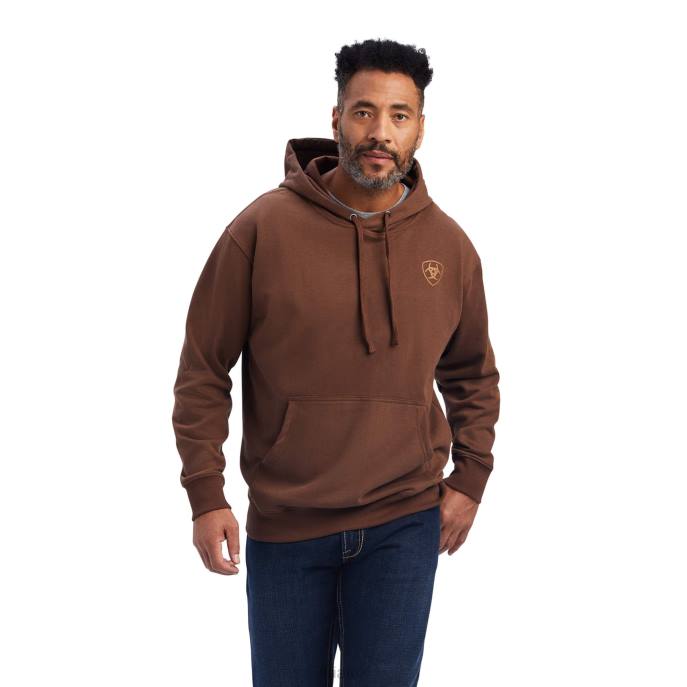 Ariat Logo Hoodie Men D0X61398 Chestnut Tops