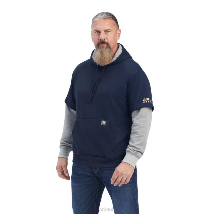 Ariat Rebar Workman Dually Hoodie Men D0X61505 Navy/Heather Grey Tops