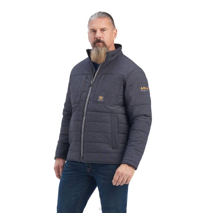 Ariat Rebar Valiant Stretch Canvas Water Resistant Insulated Jacket Men D0X61622 Charcoal Heather Tops