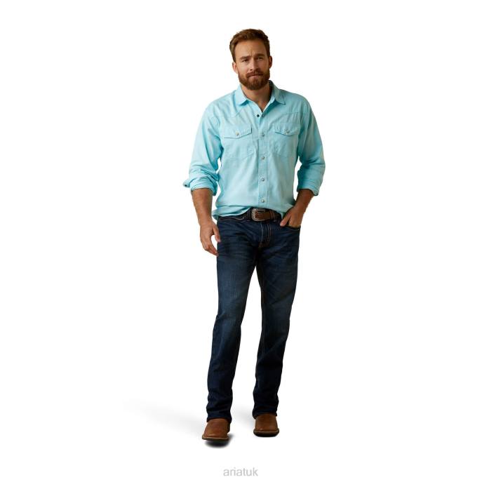 Ariat Ace Retro Fit Shirt Men D0X61373 Aquatic Tops