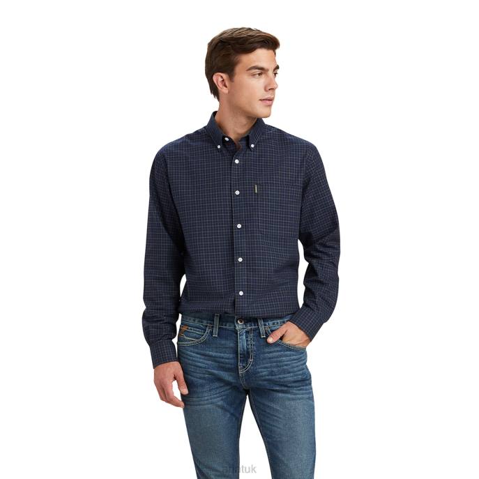 Ariat Clement Shirt Men D0X61334 Navy Tattersall Tops
