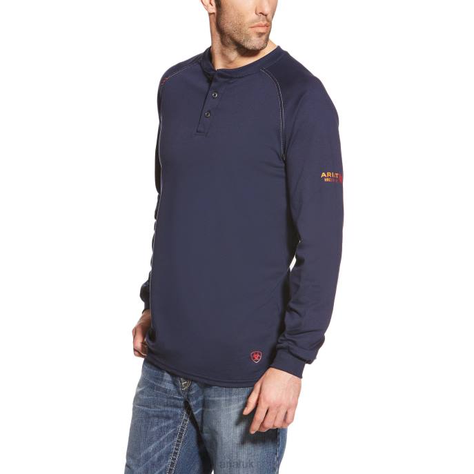 Ariat FR Henley Top Men D0X6855 Navy Tops