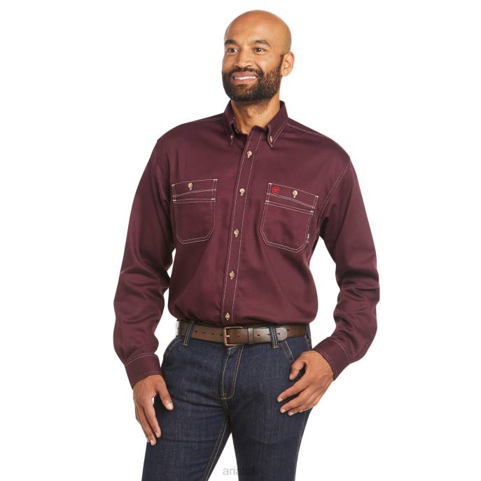 Ariat FR Vented Work Shirt Men D0X61246 Malbec Tops
