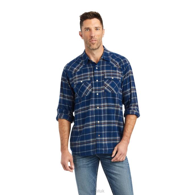 Ariat Holcombe Retro Fit Shirt Men D0X61342 Estate Blue Tops