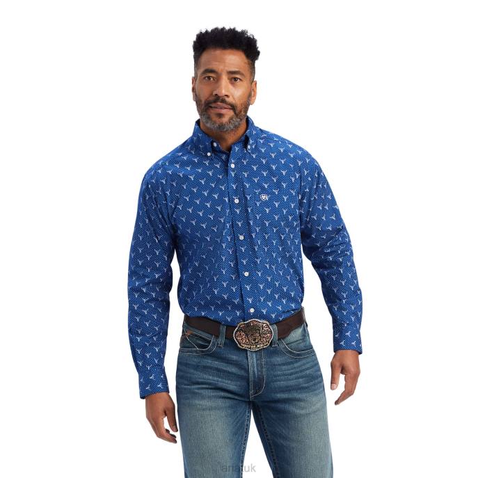 Ariat Jai Classic Fit Shirt Men D0X61137 Royal Sapphire Tops