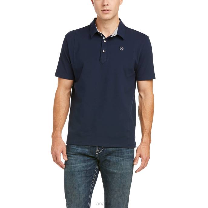 Ariat Medal Polo Men D0X6864 Navy Tops