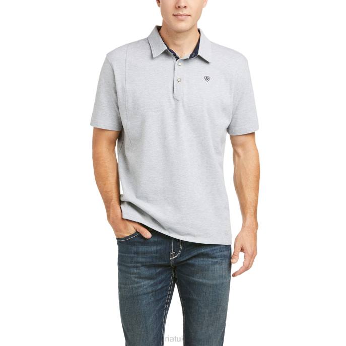Ariat Medal Polo Men D0X6867 Heather Gray Tops