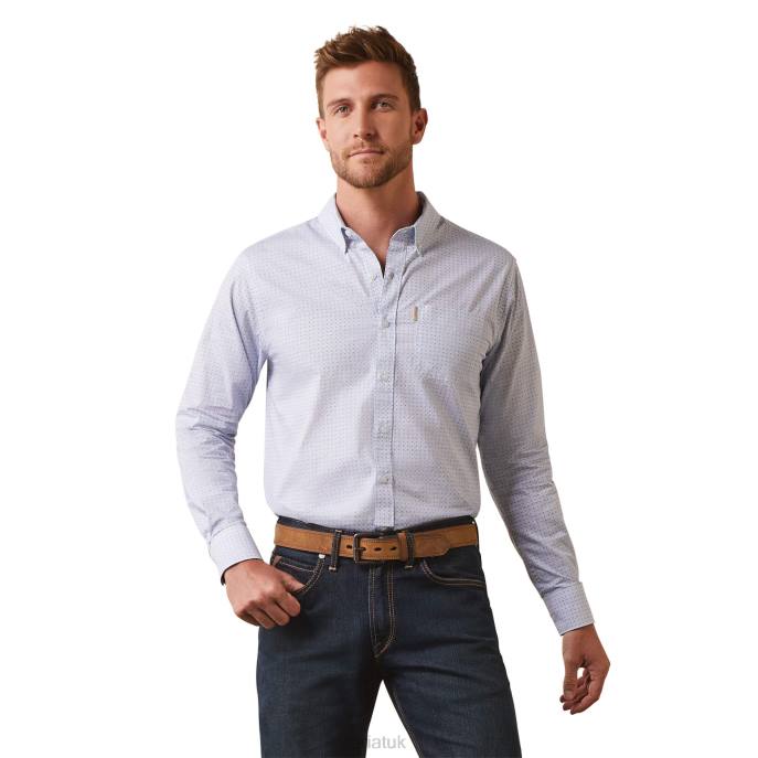 Ariat Medallion Stretch Modern Fit Shirt Men D0X6967 White Tops