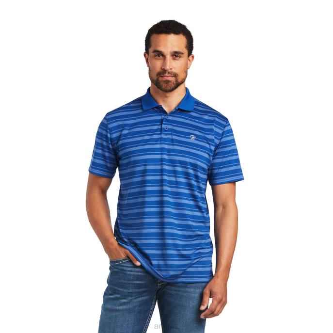 Ariat Ombre Stripe Ftd Polo Men D0X6628 Monaco Blue Tops