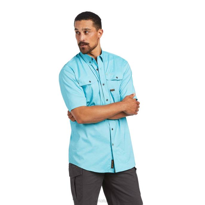 Ariat Rebar Made Tough VentTEK DuraStretch Work Shirt Men D0X61187 Carribean Heather Tops